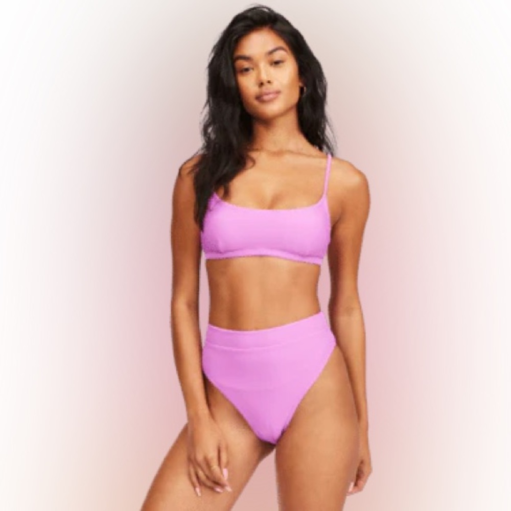 Billabong Tanlines Avery Bikini Top and High Waist Bikinj Bottoms both L orchid